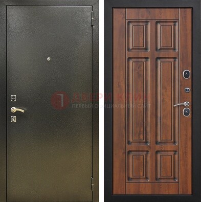 Металлическая входная темная дверь с порошковым напылением и МДФ ДП-299 в Бронницах