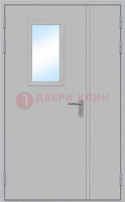 Белая входная техническая дверь со стеклянной вставкой ДПП-10 в Бронницах
