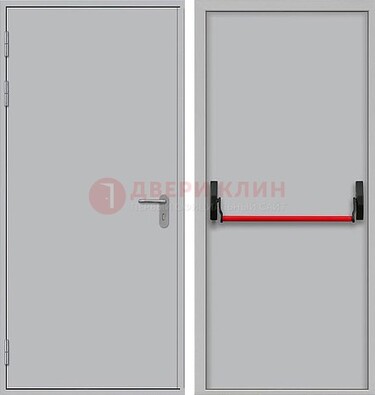 Белая металлическая противопожарная дверь с длинной ручкой ДПП-14 в Бронницах