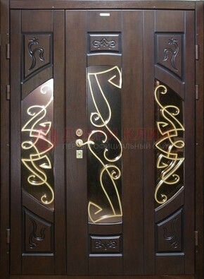 Парадная дверь со стеклом и ковкой ДПР-1 в каркасный дом в Бронницах