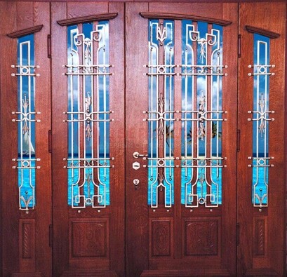 Парадная дверь со вставками из стекла ДПР-55 с шумоизоляцией в Бронницах