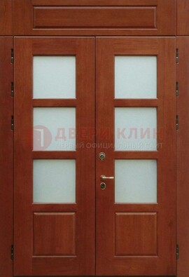 Металлическая парадная дверь со стеклом ДПР-69 для загородного дома в Бронницах