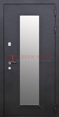 Черная стальная дверь порошок со стеклом ДС-33 в Бронницах