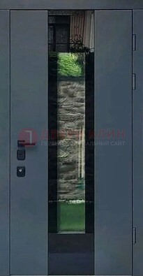 Современная дверь со стеклом для коттеджа ДС-40 в Бронницах