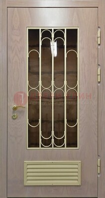 Железная дверь Винорит со стеклом и ковкой с решеткой ДСК-265 в Бронницах