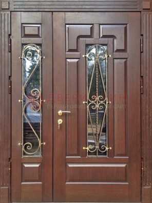 Стальная распашная дверь Винорит стекло и ковка ДСК-274 в Бронницах