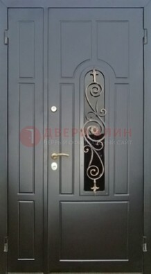 Металлическая дверь Винорит со стеклом в темном цвете ДСК-276 в Бронницах