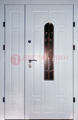 Входная дверь Винорит со стеклом в белом цвете ДСК-277 в Бронницах
