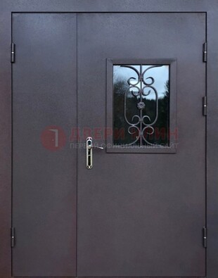 Тамбурная дверь Порошок со стеклом и ковкой ДТМ-48 в Бронницах