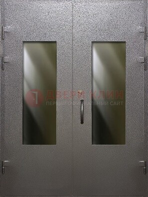 Серая тамбурная дверь со стеклянными вставками ДТМ-8 в Бронницах