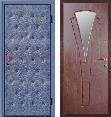 Синяя железная дверь с винилискожей ДВ-39 в Бронницах