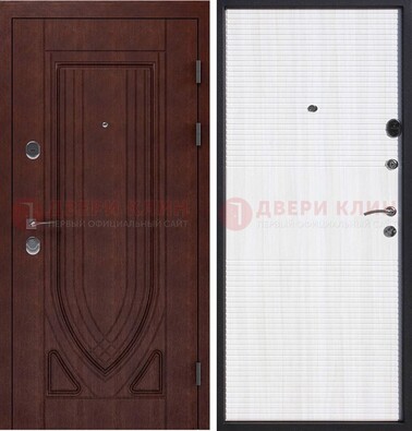 Уличная темная филенчатая дверь с виноритом и МДФ Белый ясень ДВТ-141 в Бронницах