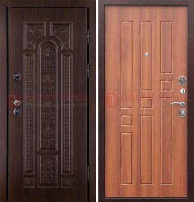 Темная металлическая дверь с виноритом и узором ДВТ-224 в Бронницах