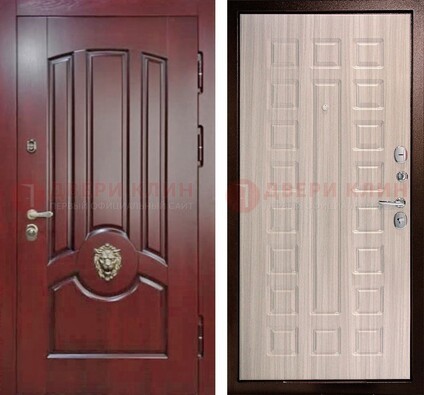 Темно-красная входная дверь с виноритом ДВТ-234 в Бронницах