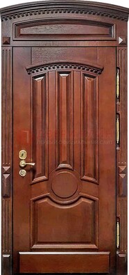 Темная стальная дверь с виноритом и фрамугой ДВТ-238 в Бронницах