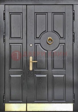Черная металическая дверь с виноритом для дома ДВТ-241 в Бронницах