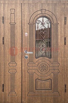 Железная классическая дверь с терморазрывом и рисунком ДВТ-77 в Бронницах