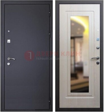 Черная металлическая дверь с зеркалом ДЗ-26 в Бронницах