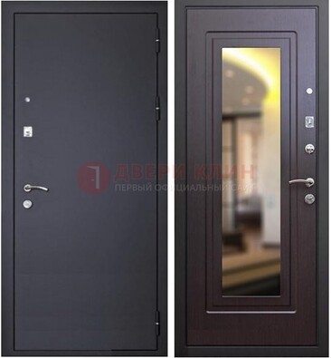 Черная железная дверь с зеркалом ДЗ-30 в Бронницах