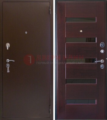 Темная железная дверь с зеркалом ДЗ-42 в Бронницах