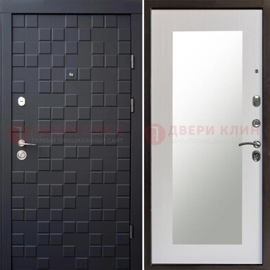 Черная стальная дверь МДФ и зеркалом ДЗ-50 в Балашихе