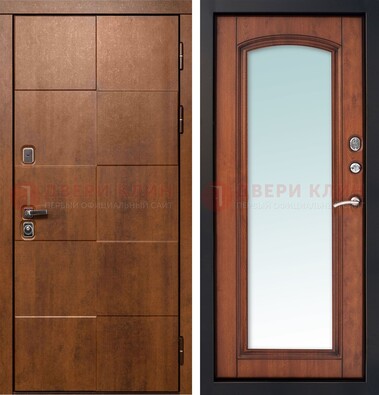Белая филенчатая дверь с фрезерованной МДФ и зеркалом ДЗ-81 в Бронницах