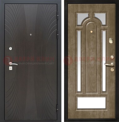 Темная металлическая дверь МДФ с различными зеркальными вставками внутри ДЗ-82 в Бронницах