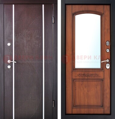 Входная дверь с МДФ и МДФ внутри с зеркалом ДЗ-88 в Бронницах