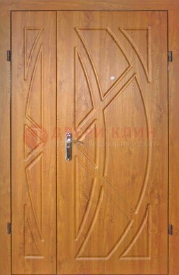 Полуторная металлическая дверь с МДФ золотой дуб ПЛ-17 в Бронницах