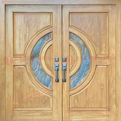 Двухстворчатая металлическая дверь с витражом ВЖ-11 в Бронницах