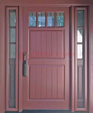 Входная дверь с массивом с фрамугами и витражом ВЖ-19 в Бронницах